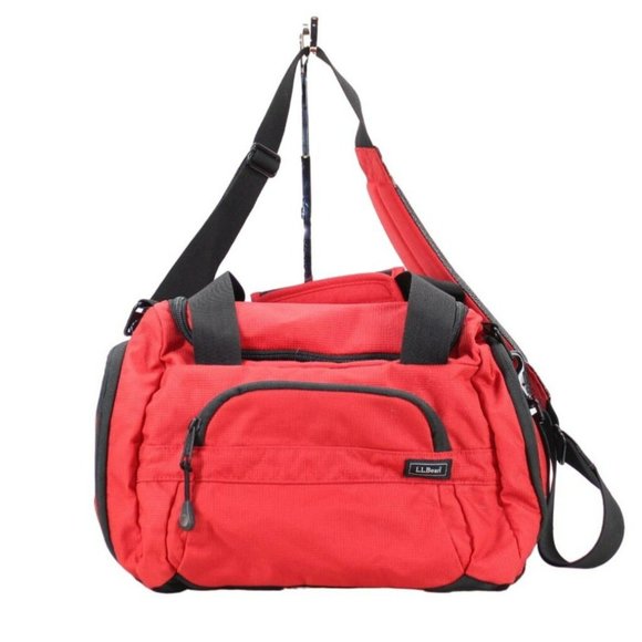 L.L. Bean Bags Ll Bean Unisex Adult Red Black Nylon Traveler Overnight Gym Carry On Mini